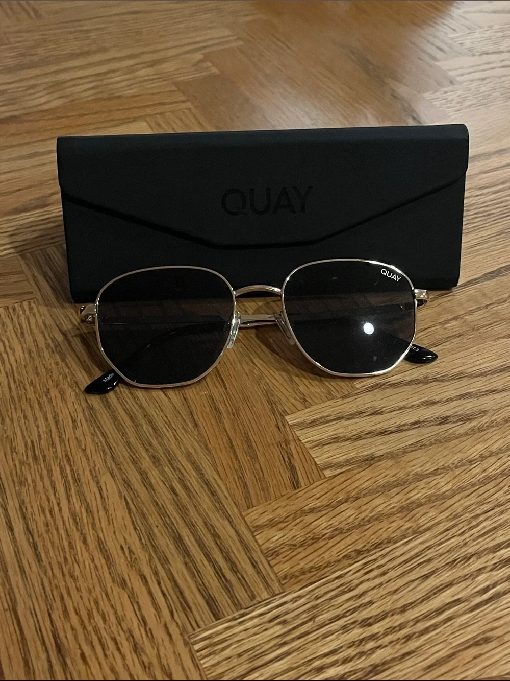 Quay Australia Gold Frame Black Lens Sunglasses
